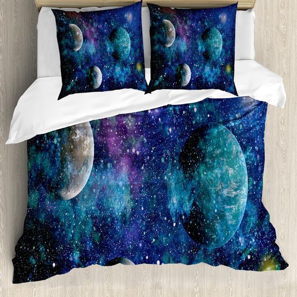 Abakuhaus Set Copripiumino Astral Per Letti Singoli, Tema Universo, Antiacaro, Adatto A Chi Soffre Di Allergie, Con Federa, 155 Cm X 220 Cm - 80 X 80 Cm, Multicolore-image