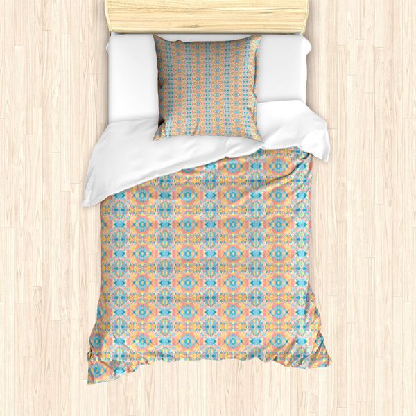 Abakuhaus Set Copripiumino Dai Colori Tenui Per Letti Singoli, Easing Geometric, Antiacaro, Adatto A Chi Soffre Di Allergie, Con Federa, 135 Cm X 200 Cm - 80 X 80 Cm, Multicolore-image