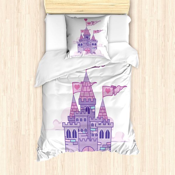 Abakuhaus Set Copripiumino Per Letto Singolo, Wonder Tale Princess Sky, Antiacaro, Adatto A Chi Soffre Di Allergie, Con Federa, 135 Cm X 200 Cm - 80 X 80 Cm, Rosa Lavanda-image