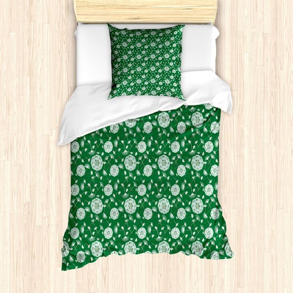 Abakuhaus Set Copripiumino Per Letti Singoli, Motivo Botanico Seeds, Antiacaro, Adatto A Chi Soffre Di Allergie, Con Federa, 135 Cm X 200 Cm - 80 X 80 Cm, Verde Bosco-image