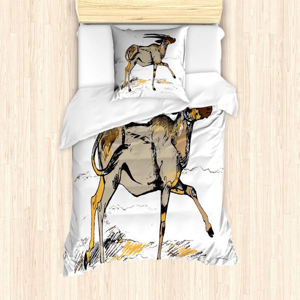 Abakuhaus Set Copripiumino Per Letto Singolo, Disegno Animale, Antiacaro, Adatto A Chi Soffre Di Allergie, Con Federa, 135 Cm X 200 Cm - 80 X 80 Cm, Bianco Taupe Grigio-image