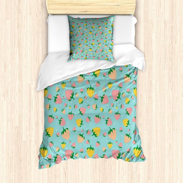 Abakuhaus Set Copripiumino Per Letto Singolo, Motivo A Pois Fruttati, Antiacaro E Anallergico, Con Federa, 135 Cm X 200 Cm - 80 X 80 Cm, Seafoam Multicolor-image