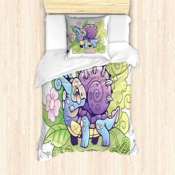 Abakuhaus Set Copripiumino Per Letto Singolo, Divertenti Foglie Floreali, Antiacaro, Adatto A Chi Soffre Di Allergie, Con Federa, 135 Cm X 200 Cm - 80 X 80 Cm, Multicolore-image