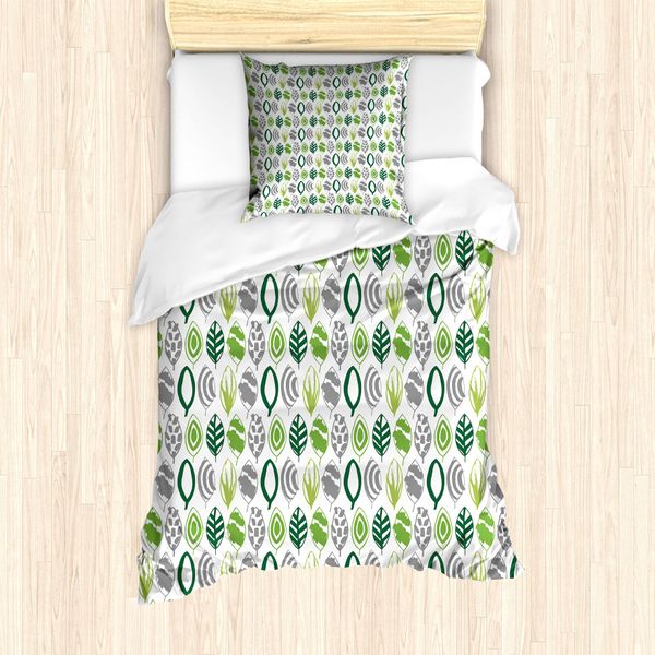 Abakuhaus Set Copripiumino Per Letti Singoli, Pennellate Di Foglie, Antiacaro, Adatto A Chi Soffre Di Allergie, Con Federa, 135 Cm X 200 Cm - 80 X 80 Cm, Multicolore-image