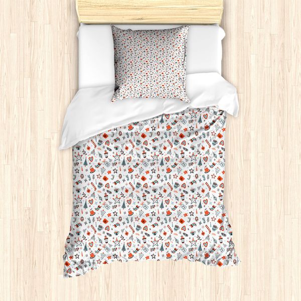 Abakuhaus Set Copripiumino Natalizio Per Letti Singoli, Etichetta Del Prezzo Albero, Antiacaro, Adatto A Chi Soffre Di Allergie, Con Federa, 135 Cm X 200 Cm - 80 X 80 Cm, Burnt Sienna Pale Teal-image