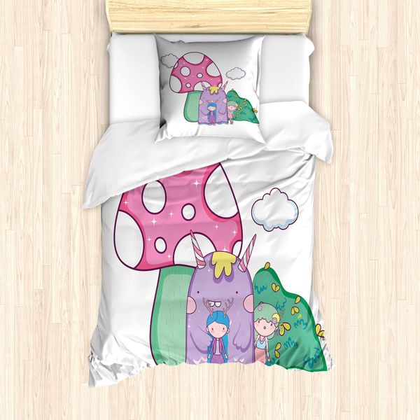 Abakuhaus Set Copripiumino Extraterrestre Per Letti Singoli, Piccoli Mostri Youngsters, Antiacaro, Adatto A Chi Soffre Di Allergie, Con Federa, 135 Cm X 200 Cm - 80 X 80 Cm, Multicolore-image