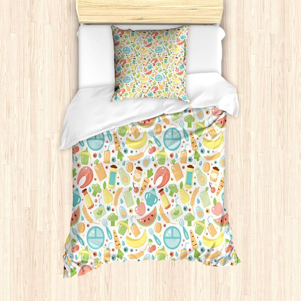 Abakuhaus Set Copripiumino Per Letto Singolo, Baby Food Banana Anguria, Antiacaro, Adatto A Chi Soffre Di Allergie, Con Federa, 135 Cm X 200 Cm - 80 X 80 Cm, Multicolore-image