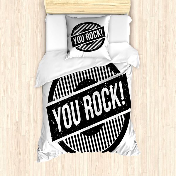 Abakuhausie Schaukeln Set Copripiumino Per Letti Singoli, Stampa Grunge Motivation, Antiacaro, Adatto A Chi Soffre Di Allergie, Con Federa, 135 Cm X 200 Cm - 80 X 80 Cm, Grigio Antracite Bianco-image
