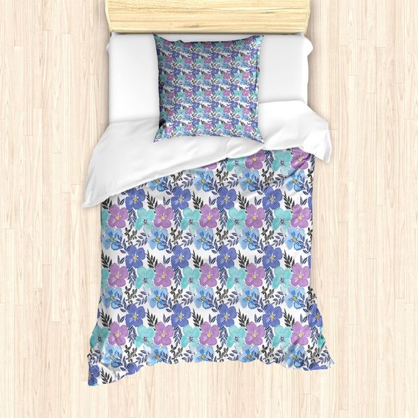 Set Copripiumino Abakuhaus Per Letti Singoli, Morbido Motivo Floreale Primaverile, Antiacaro E Anallergico, Con Federa, 135 Cm X 200 Cm - 80 X 80 Cm, Multicolore-image