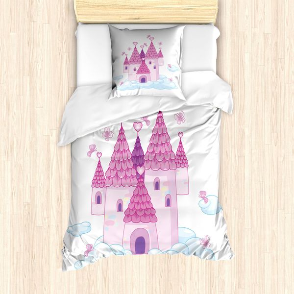 Abakuhaus Set Copripiumino Per Letto Singolo, Magie Tale Fantasy Princess, Antiacaro, Adatto A Chi Soffre Di Allergie, Con Federa, 135 Cm X 200 Cm - 80 X 80 Cm, Fucsia Rosa Baby-image