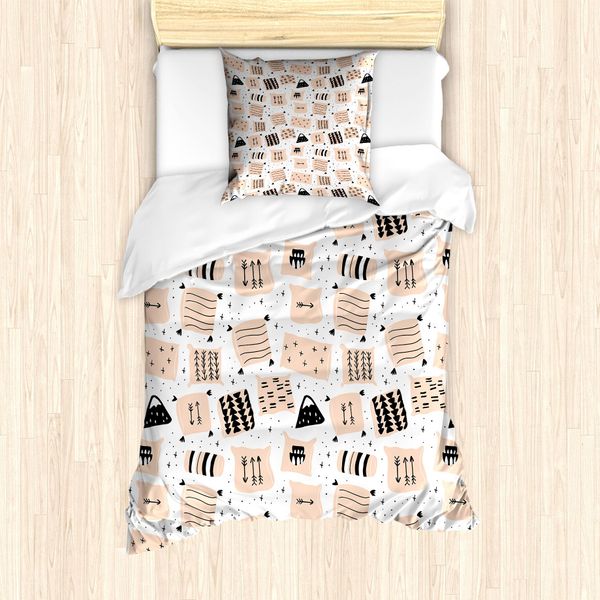 Set Copripiumino Abakuhaus Hipster Per Letti Singoli, Cuscino Con Scritte, Antiacaro, Adatto A Chi Soffre Di Allergie, Con Federa, 135 Cm X 200 Cm - 80 X 80 Cm, Pesca Blu Grigio-image