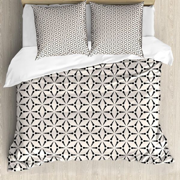 Abakuhaus Set Copripiumino Astratto Per Letti Singoli, Foglie E Fiori Geometrici, Antiacaro, Adatto A Chi Soffre Di Allergie, Con Federa, 155 Cm X 220 Cm - 80 X 80 Cm, Champagne Grigio Antracite-image