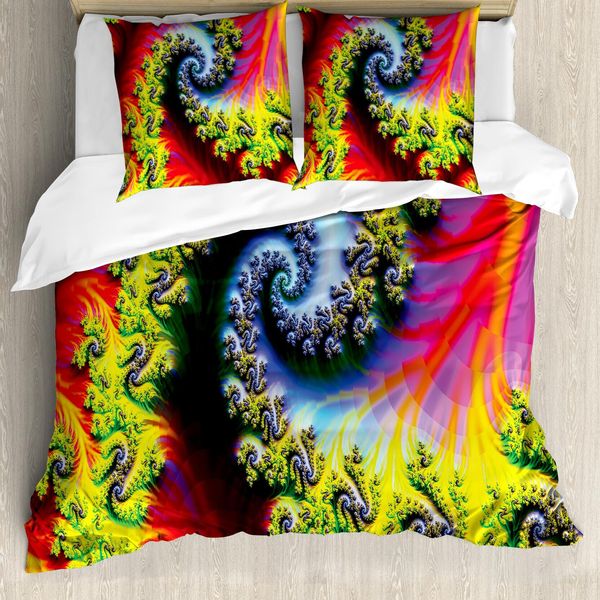 Abakuhaus Set Copripiumino Astral Per Letti Singoli, Fantasia Astratta Psichedelica, Antiacaro, Adatto A Chi Soffre Di Allergie, Con Federa, 200 Cm X 200 Cm - 80 X 80 Cm, Multicolore-image