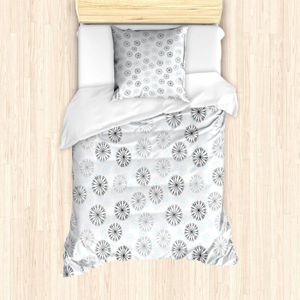 Set Copripiumino Invernale Abakuhaus Per Letti Singoli, Motivo Astratto Neutro Con Fiocchi Di Neve, Antiacaro E Anallergico, Con Federa, 135 Cm X 200 Cm - 80 X 80 Cm, Blu Tortora-image