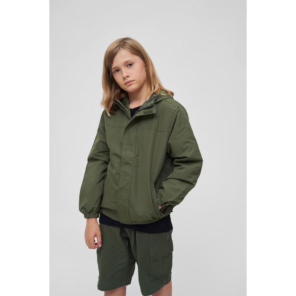 Brandit Bambini Giacca A Vento Estiva Frontzip Oliva, 134/140-image