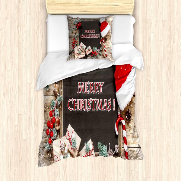 Abakuhaus Set Copripiumino Natalizio Per Letti Singoli, Design Noel, Antiacaro, Adatto A Chi Soffre Di Allergie, Con Federa, 135 Cm X 200 Cm - 80 X 80 Cm, Multicolore-image