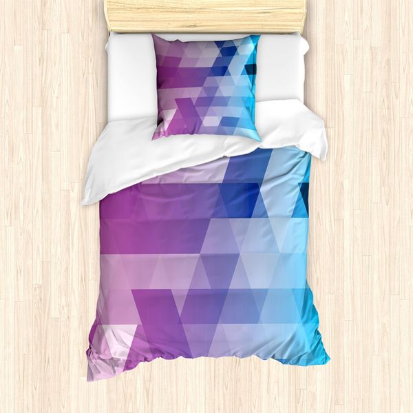 Set Copripiumino Abakuhaus Mosaic Per Letti Singoli, Tonalità Fucsia E Acquamarina, Antiacaro, Adatto A Chi Soffre Di Allergie, Con Federa, 135 Cm X 200 Cm - 80 X 80 Cm, Multicolore-image