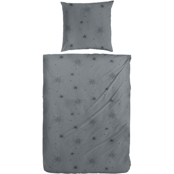Biancheria Da Letto Hahn In Fibra Fine Grigio Grafite Stelle 135X200 Cm + 80X80 Cm-image