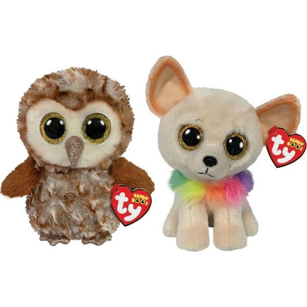 Ty - Animali Di Peluche - Beanie Boo's - Gufo Percy E Chihuahua Chewey-image