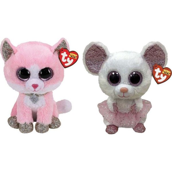 Ty - Animali Di Peluche - Beanie Buddy - Gatto Rosa Fiona E Topo Nina-image
