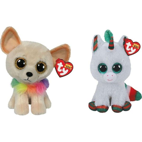 Ty - Animali Di Peluche - Beanie Boo's - Chewey Chihuahua E Unicorno Di Natale-image