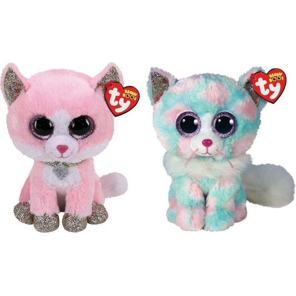 Ty - Animali Di Peluche - Beanie Buddy - Gatto Rosa Fiona E Gatto Opale-image