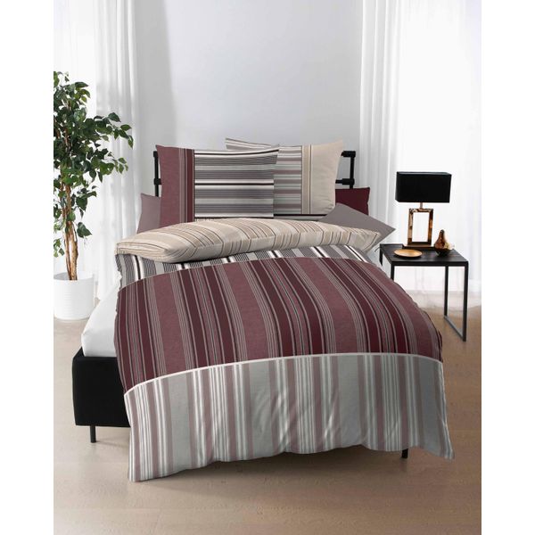 Kaeppel Mako Biancheria Da Letto In Raso Sandro 135X200 Cm + 80X80 Cm Bordeaux-image