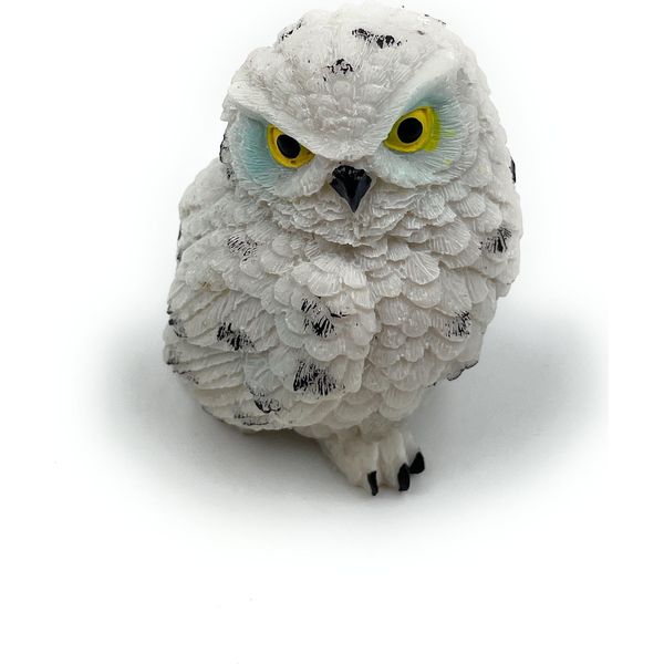 Onwomania Figura In Poliresina Gufo Delle Nevi Gufo Della Tundra Artica Figura Decorativa Animale In Poliresina Bianca 5,5 Cm-image