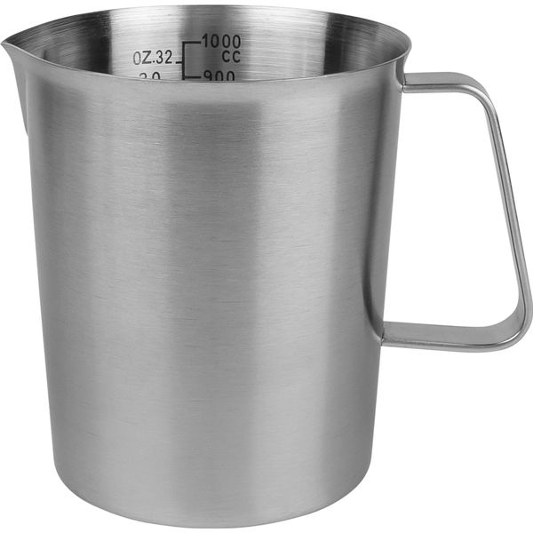 Caraffa Dosatrice Krumble Con Beccuccio - Caraffa Dosatrice Per Cucina E Forno - Caraffa Dosatrice - Pentola - Caraffa Per Mescolare - Acciaio Inossidabile - 1 Litro - 12 X 15 X 13 Cm (Ixwxh) - Argento-image