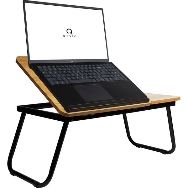 Quvio Comodino Con Portabicchieri - Comodino - Tavolino Per Laptop - Comodino Per Letto - Comodino - Regolabile - Aspetto Legno-image