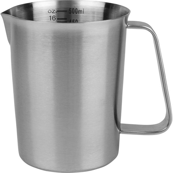 Caraffa Dosatrice Krumble Con Beccuccio - Caraffa Dosatrice Per Cucina E Forno - Caraffa Dosatrice - Pentole - Caraffa Per Mescolare - Caraffa Per Mescolare - Acciaio Inox - 500 Ml - 9 X 9,5 X 11 Cm (Lxwxh) - Argento-image