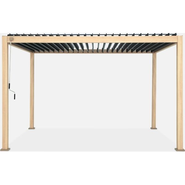 Pergola Bioclimatica 3X4M In Alluminio A Lamelle Orientabili, Marrone Chiaro-image