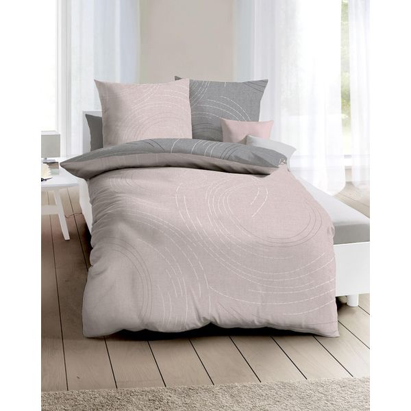 Kaeppel Mako Satin Biancheria Da Letto Reversibile Jaro 155X220 Cm + 80X80 Cm Rose-image