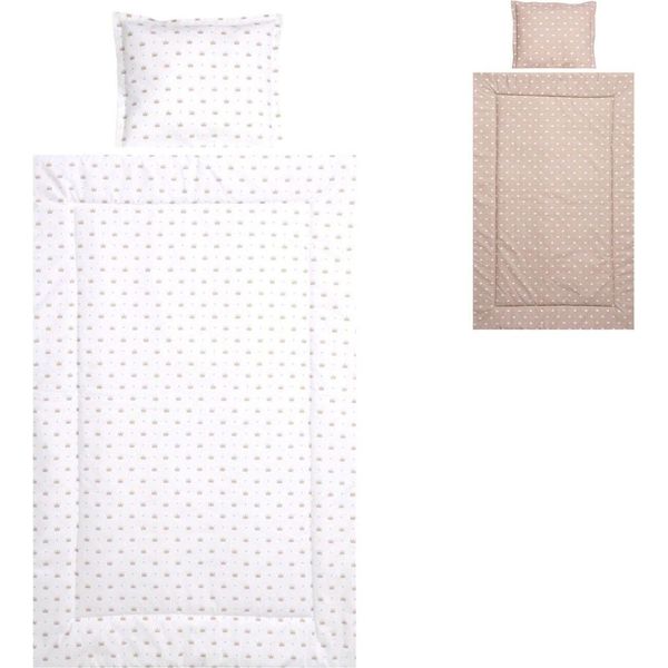 Lorelli Biancheria Da Letto Per Bambini 3 Pezzi, Piumino 140 X 95 Cuscino 43 X 35 Lenzuolo 150 X 100 Bianco Beige-image