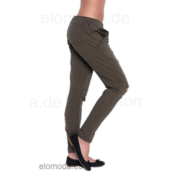 Pantaloni Casual Da Donna Con Tasche In Colori Di Tendenza, Kaki S/M 36/38-image