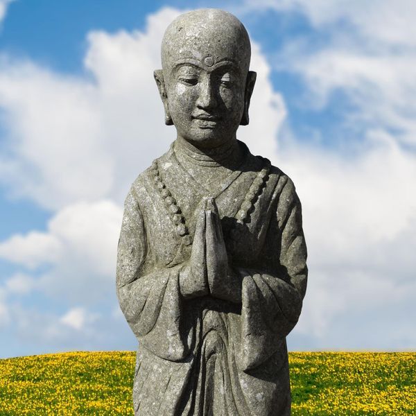 Figura Di Monaco Shaolin Bhilwara Con Gesto Di Anjali 40 X 40 X 120 Cm-image