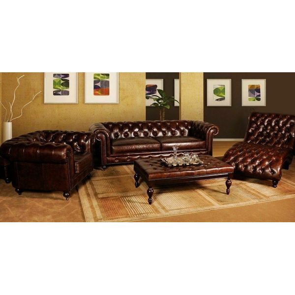 Set Di Divani Imbottito 3+2+1 Divano In Pelle Set Di Sedute Chesterfield-image