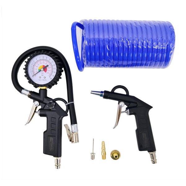 Awtools Set Di Accessori Pneumatici Con Gonfiatore E Pistola Di Soffiaggio-image