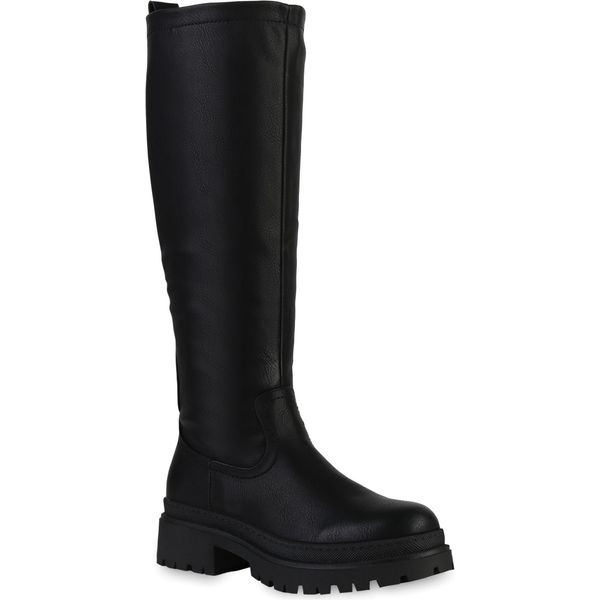 Van Hill Donna Stivali Con Plateau Leggermente Foderato Scarpe Con Suola Profilata 839544, Colore: Nero, Taglia: 41-image