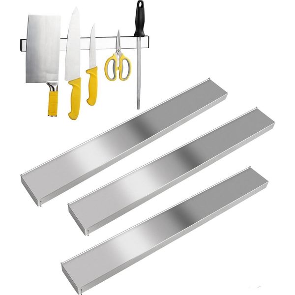 Set Di 4 Binari Magnetici Autoadesivi 40 Cm - Binario Portacoltelli In Acciaio Inox Senza Foratura | Binario Magnetico Per Utensili E Attrezzi Da Cucina | Binario Portautensili Con Nastro Adesivo | Portacoltelli Da Parete | Portautensili-image