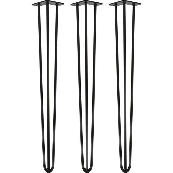 Natural Goods Berlin Gambe Hairpin, Gambe A Forcina, Gambe Per Mobili, Gambe Per Tavoli, Nero, 86 Cm, 3 Montanti, 3 Pezzi-image