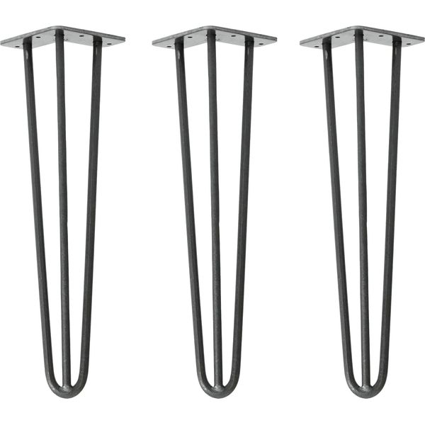 Natural Goods Berlin Hairpin Legs, Gambe A Forcina, Gambe Per Mobili, Gambe Per Tavoli, Antracite Industriale, 45 Cm, 3 Montanti, 3 Pezzi-image