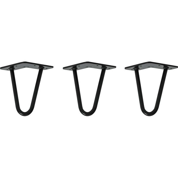 Natural Goods Berlin Gambe Hairpin, Gambe A Forcina, Gambe Per Mobili, Gambe Per Tavoli, Nero, 15 Cm, 2 Montanti, 3 Pezzi-image
