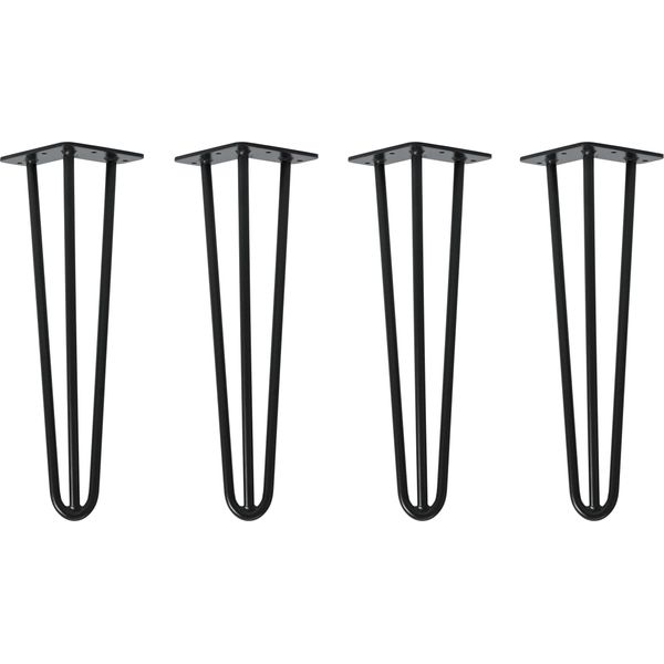 Natural Goods Berlin Gambe Hairpin, Gambe A Forcina, Gambe Per Mobili, Gambe Per Tavoli, Nero, 40 Cm, 3 Montanti, 4 Pezzi-image