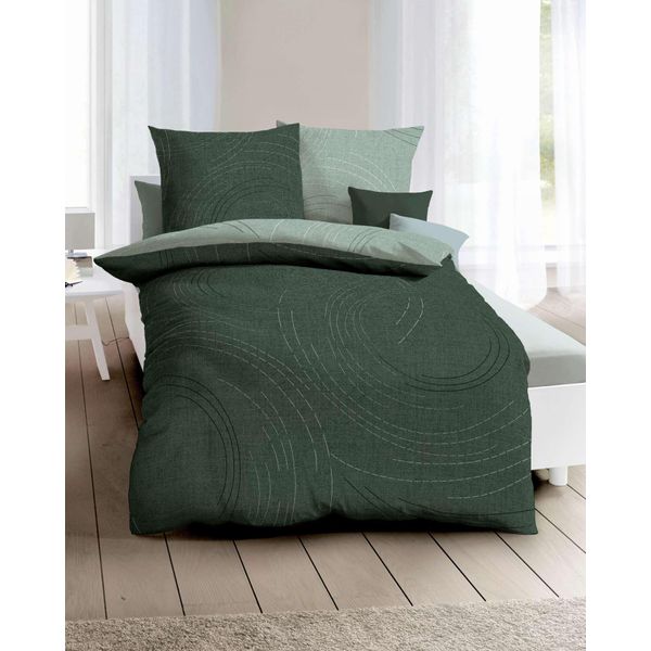 Kaeppel Mako Satin Biancheria Da Letto Reversibile Jaro 200X200 Cm + 2X 80X80 Cm Jade-image