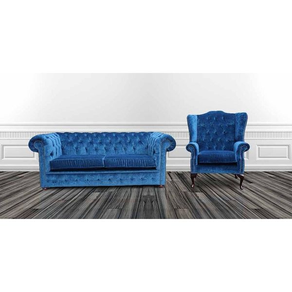 Set Di Divani Chesterfield Imbottitura Divano Tessile Set Sedia Ad Ala-image