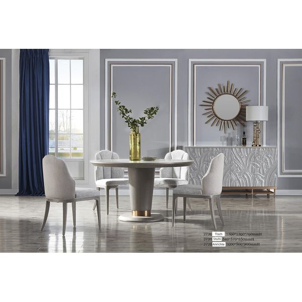 Tavolo Da Pranzo Rotondo In Legno E Metallo Dal Design Moderno-image
