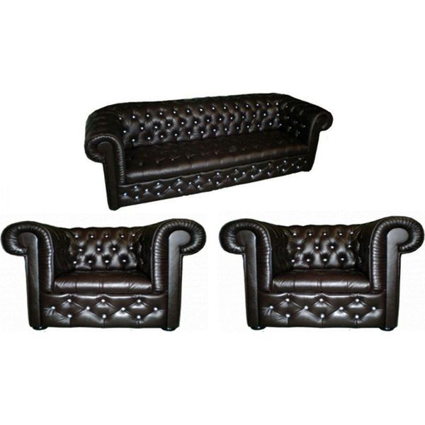 Set Di Divani Di Design 3+1+1 Posti Divano Imbottito Chesterfield Set-image