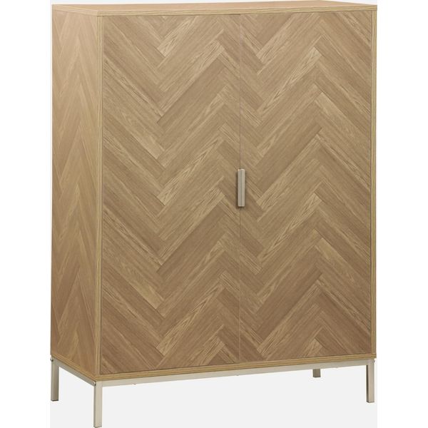 Credenza Effetto Legno A 2 Ante, 80Cm, Marrone Naturale-image