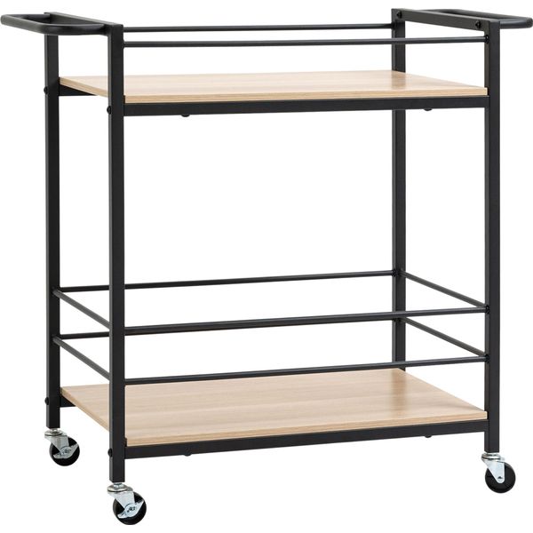 Homcom Carrello Da Cucina Carrello Portavivande Carrello Portaoggetti Carrello Laterale Con 2 Livelli E Maniglia Carrello Con Rotelle Per Cucina Sala Da Pranzo Portata 60 Kg Truciolato 82 X 40 X 75 Cm-image